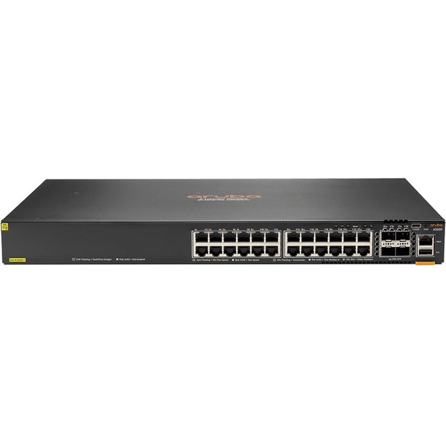 HPE 6300F 24-port 1GbE Class 4 PoE and 4-port SFP56 Switch