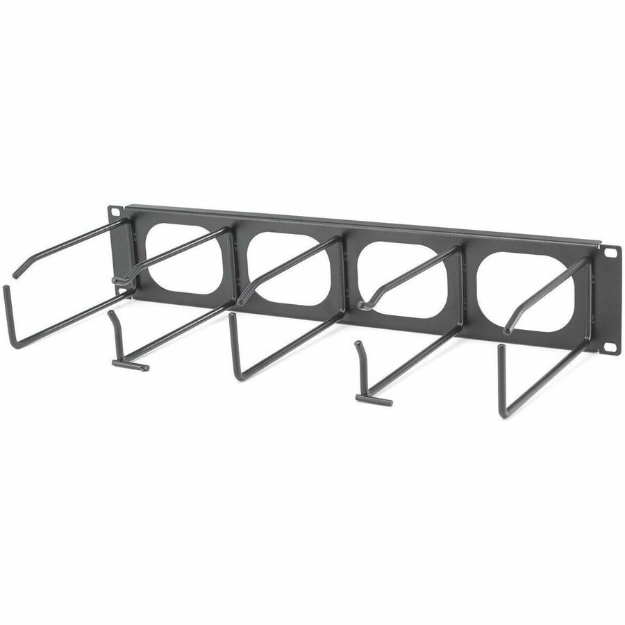 Hubbell Premise Wiring Horizontal Cable Management, M-Series, 3-Unit, 4" Extension, No Cover, Black