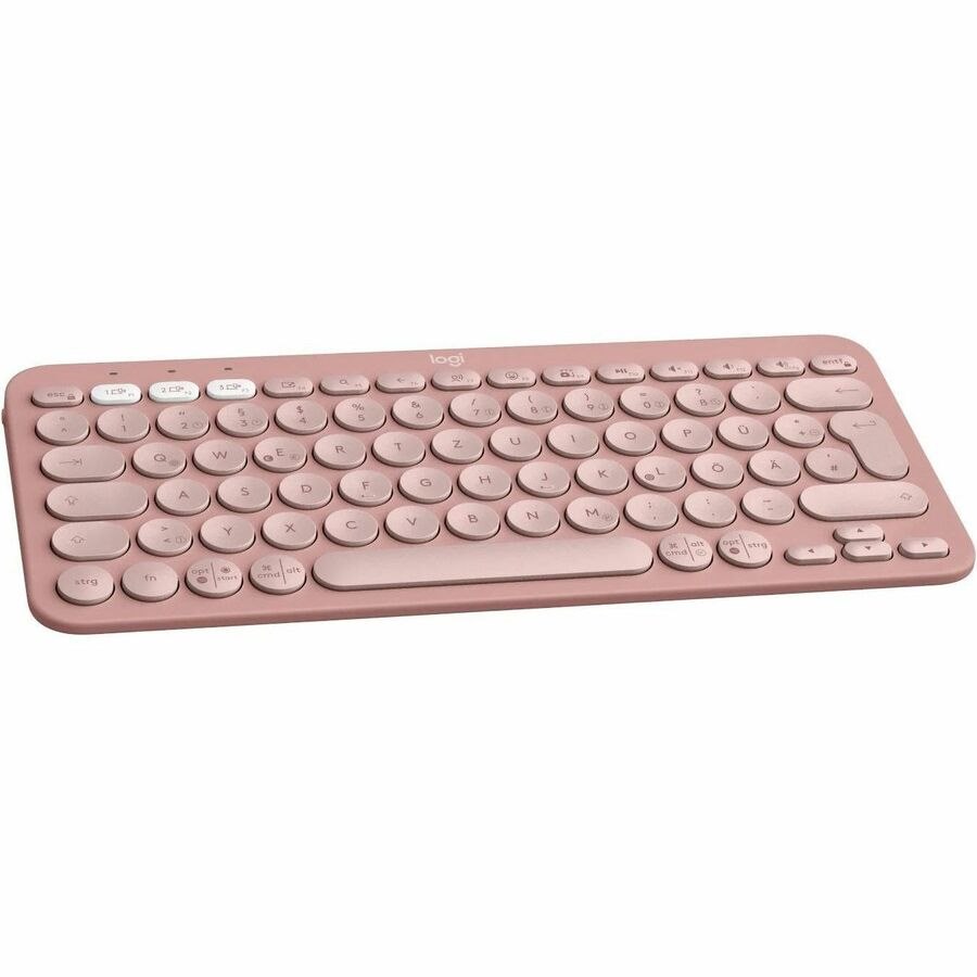Logitech Pebble Keys 2 K380s Tastatur - Kompakt - Kabellos Konnektivität - USB Schnittstelle - Deutsch - QWERTZ Layout - Rosa