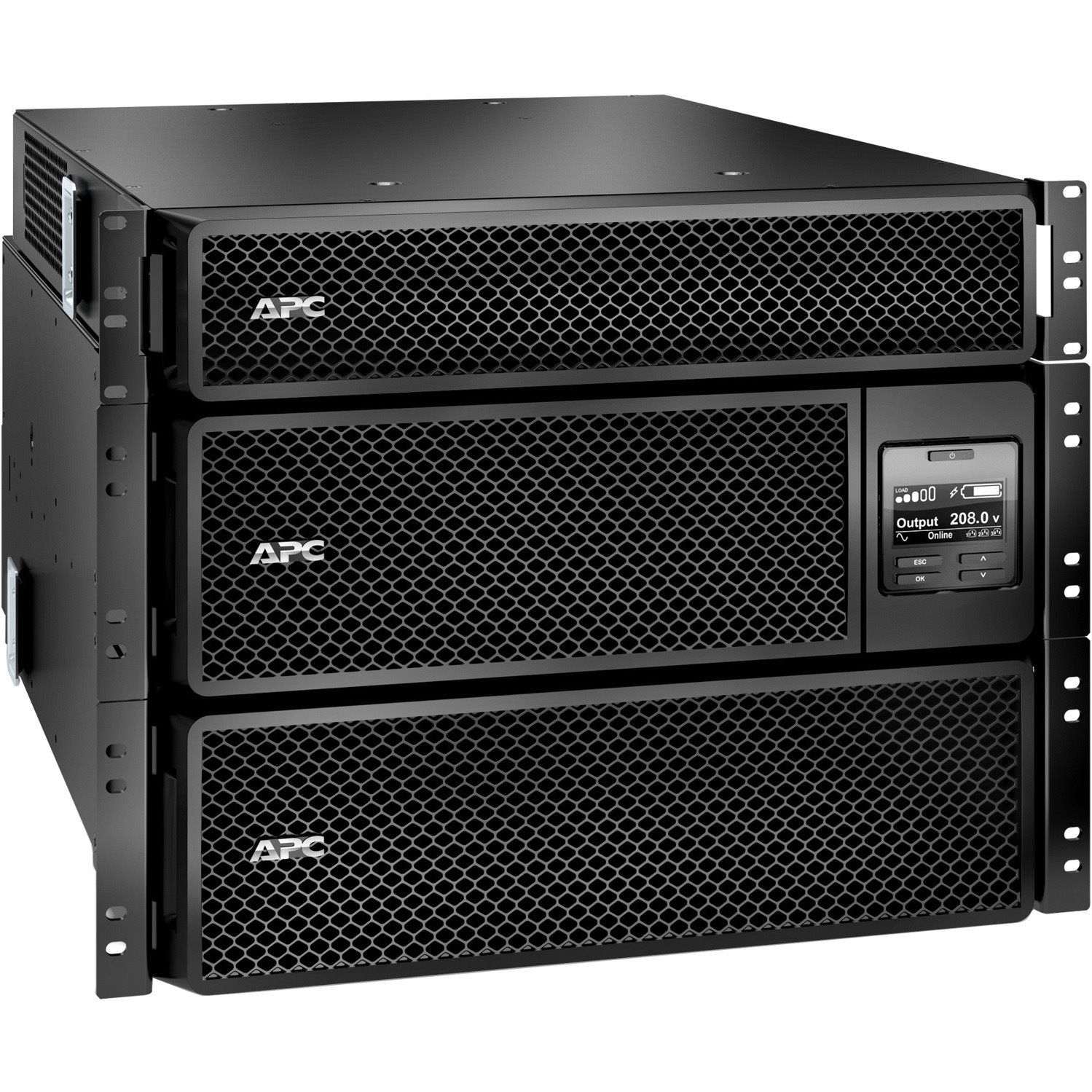 APC Smart-UPS On-Line, 8kVA/8kW, Rackmount 8U, 208V, 12x 5-20R+4x L6-20R+1x L6-30R NEMA, Network Card+SmartSlot, W/transformer 208V to 120V,W/rail kit