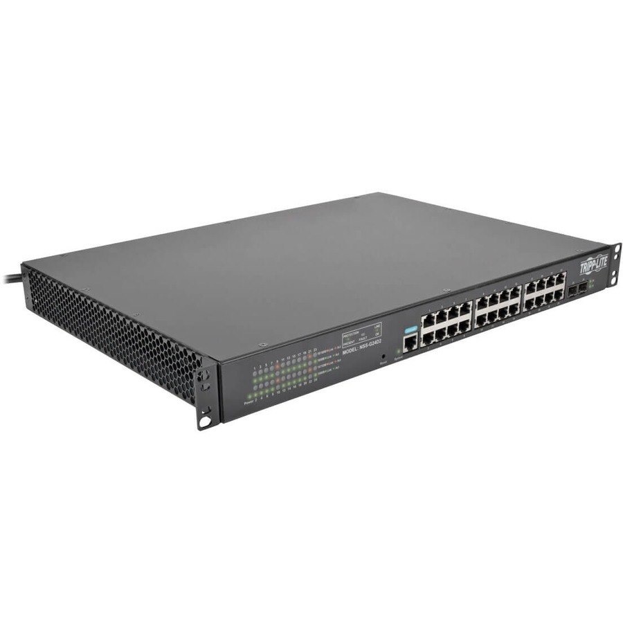 Tripp Lite by Eaton 24 10/100/1000Mbps Port Gigabit L2 Web-Smart Managed Switch, 2 Dedicated Gigabit SFP Slots, 52 Gbps, 12-Outlet 120V PDU