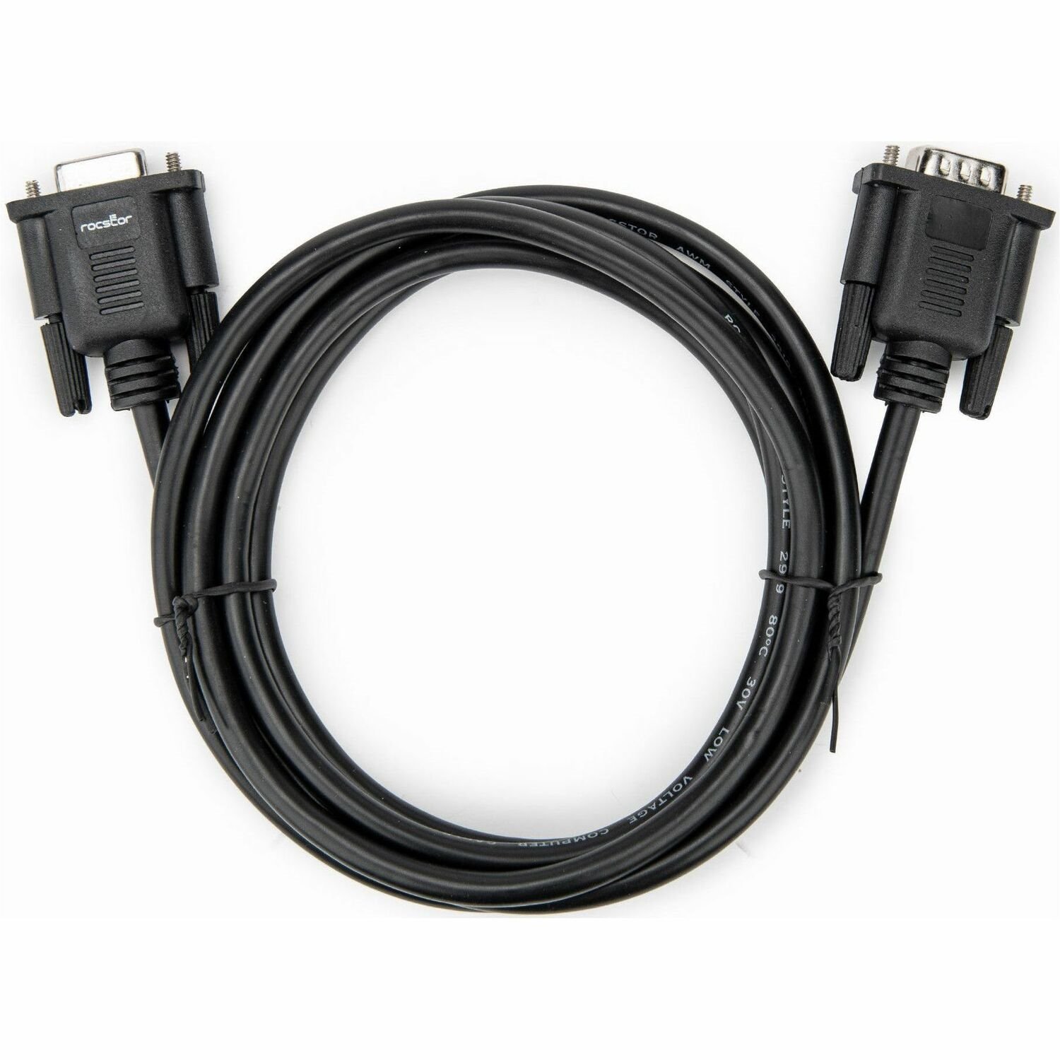 Rocstor 2m Black Straight Through DB9 RS232 Serial Cable - M/F