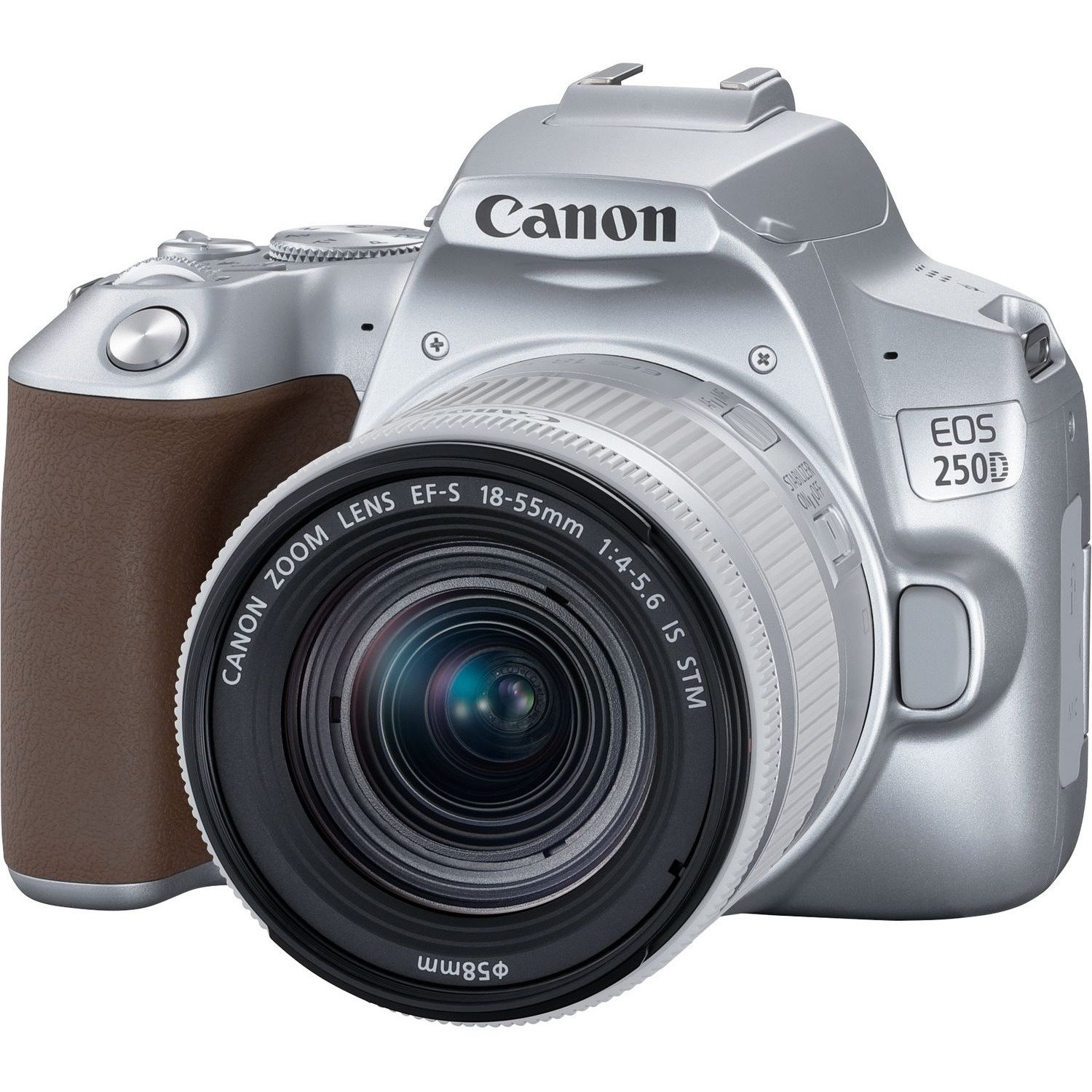 Canon EOS 250D 24.1 Megapixel Digital SLR Camera with Lens - 18 mm - 55 mm - Silver