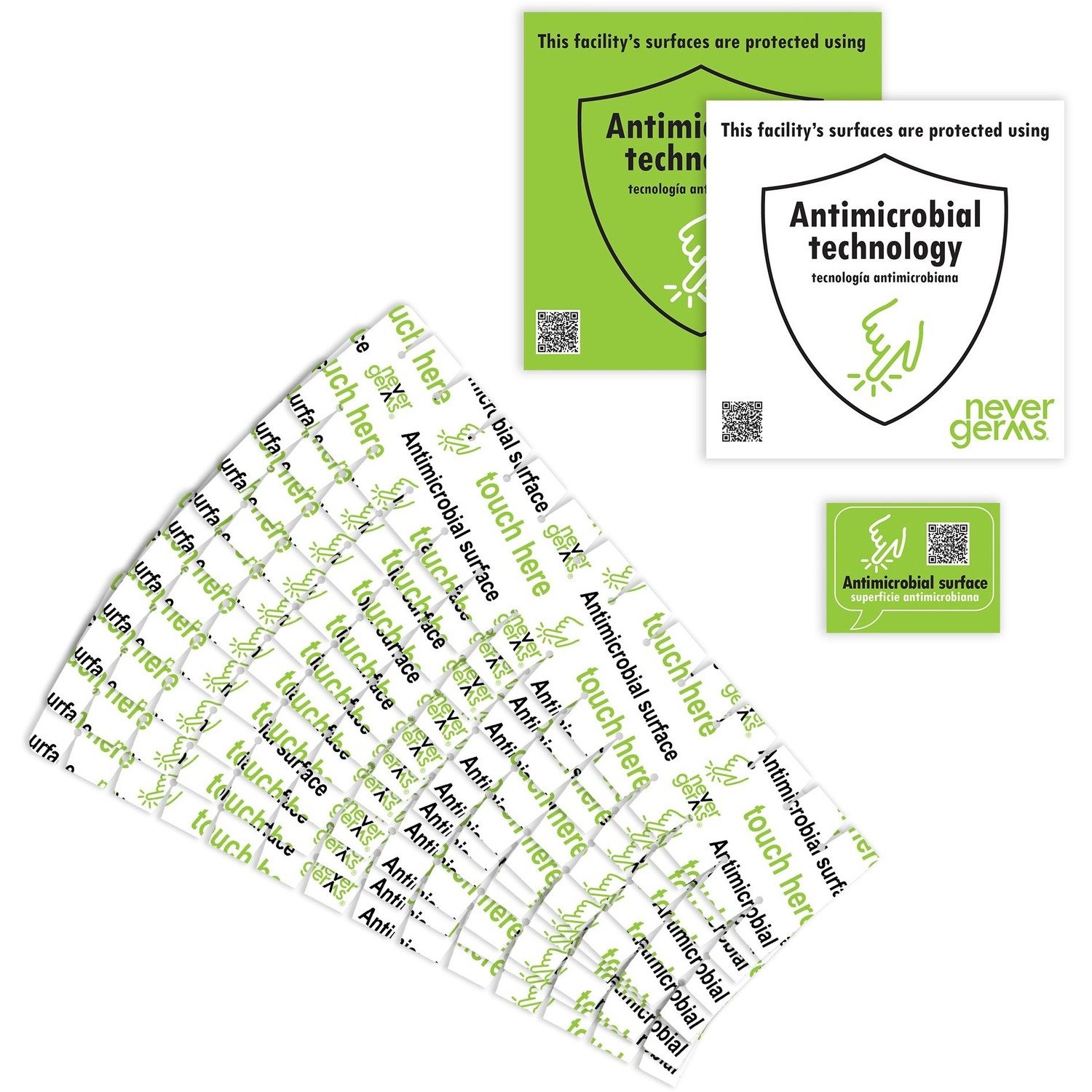 Antimicrobial Covers, Door Knob Wrap Style B, for Ball, Bell, Brandywine and Tylo-Style Knobs up to 2.125" Diameter, Die Cut for Round Application, Antimicrobial Surface Graphic, Clear, 10 Pack
