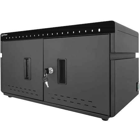 Charging Cabinet/Cart via USB-C x20 Devices, Desktop, Power Delivery 18W per port (360W total), Suitable for iPads/other tablets/phones, Bays 264x22x235mm, Device charging cables not included, Silent Ventilation, Lockable (2 keys), EU & UK power cords