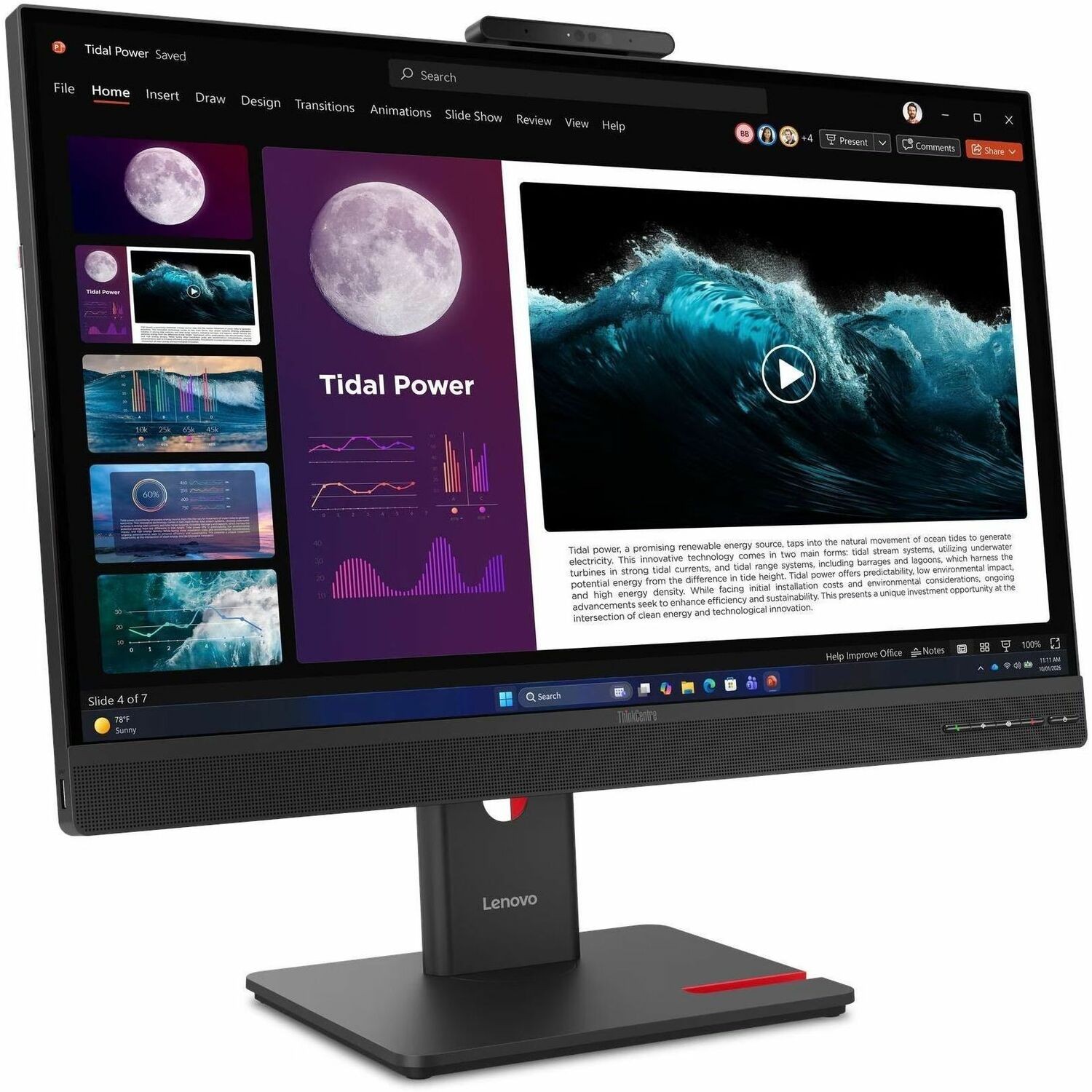 Lenovo ThinkCentre TIO27 Gen6 27" Class Webcam WQHD LED Monitor - 16:9 - Eclipse Black