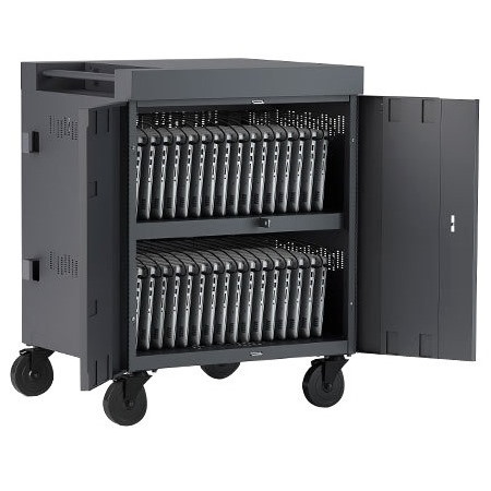 Bretford CUBE Cart AC for up to 32 Devices w/Back Panel, Charcoal Paint