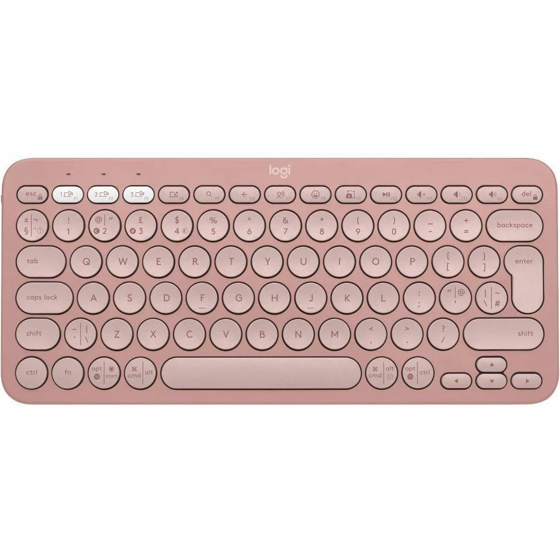 Logitech Pebble Keys 2 K380s Toetsenbord - Compact - Draadloos Verbinding - USB Interface - Frans - AZERTY indeling - Roze