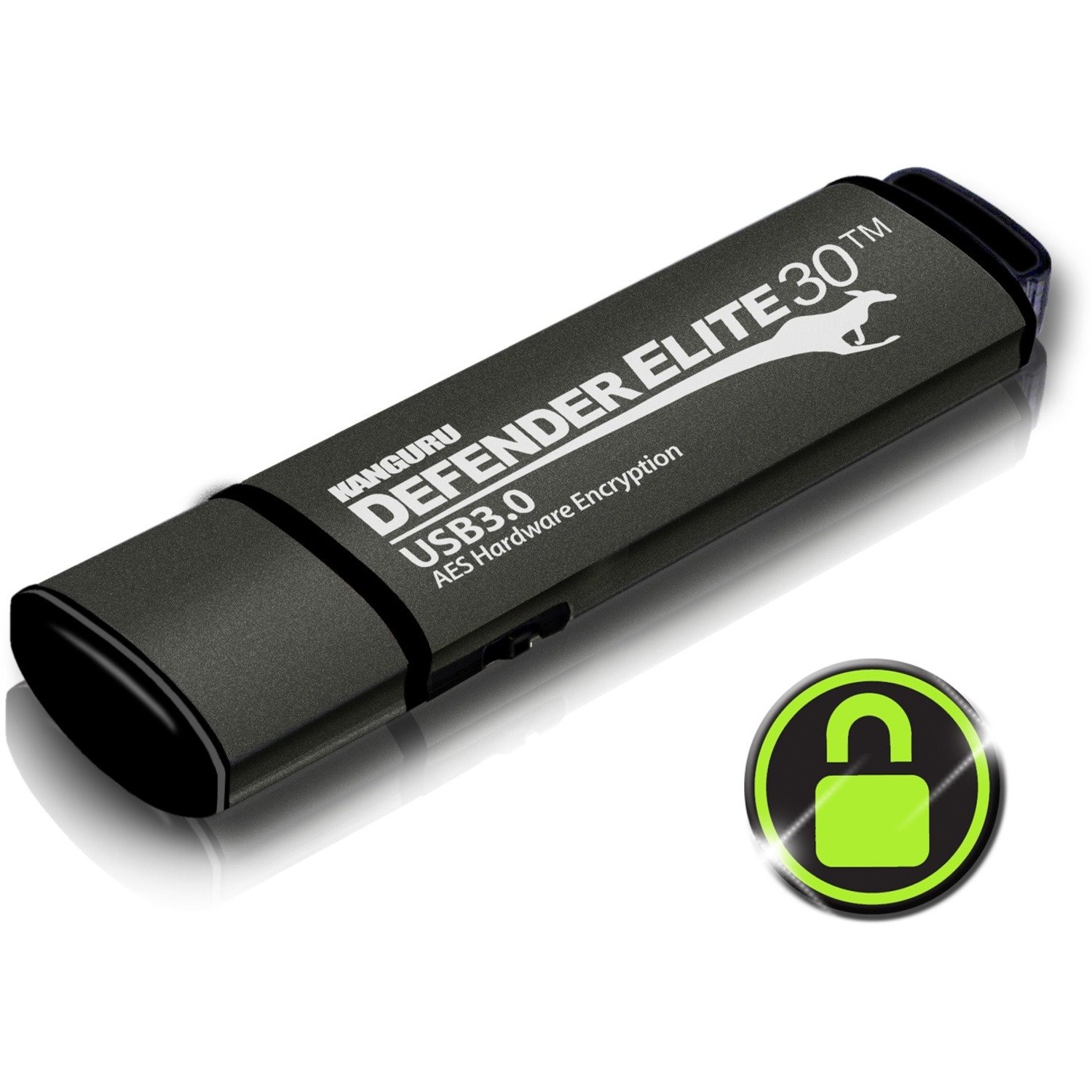 Kanguru Defender Elite30, Hardware Encrypted, Secure, SuperSpeed USB 3.0 Flash Drive, 64G