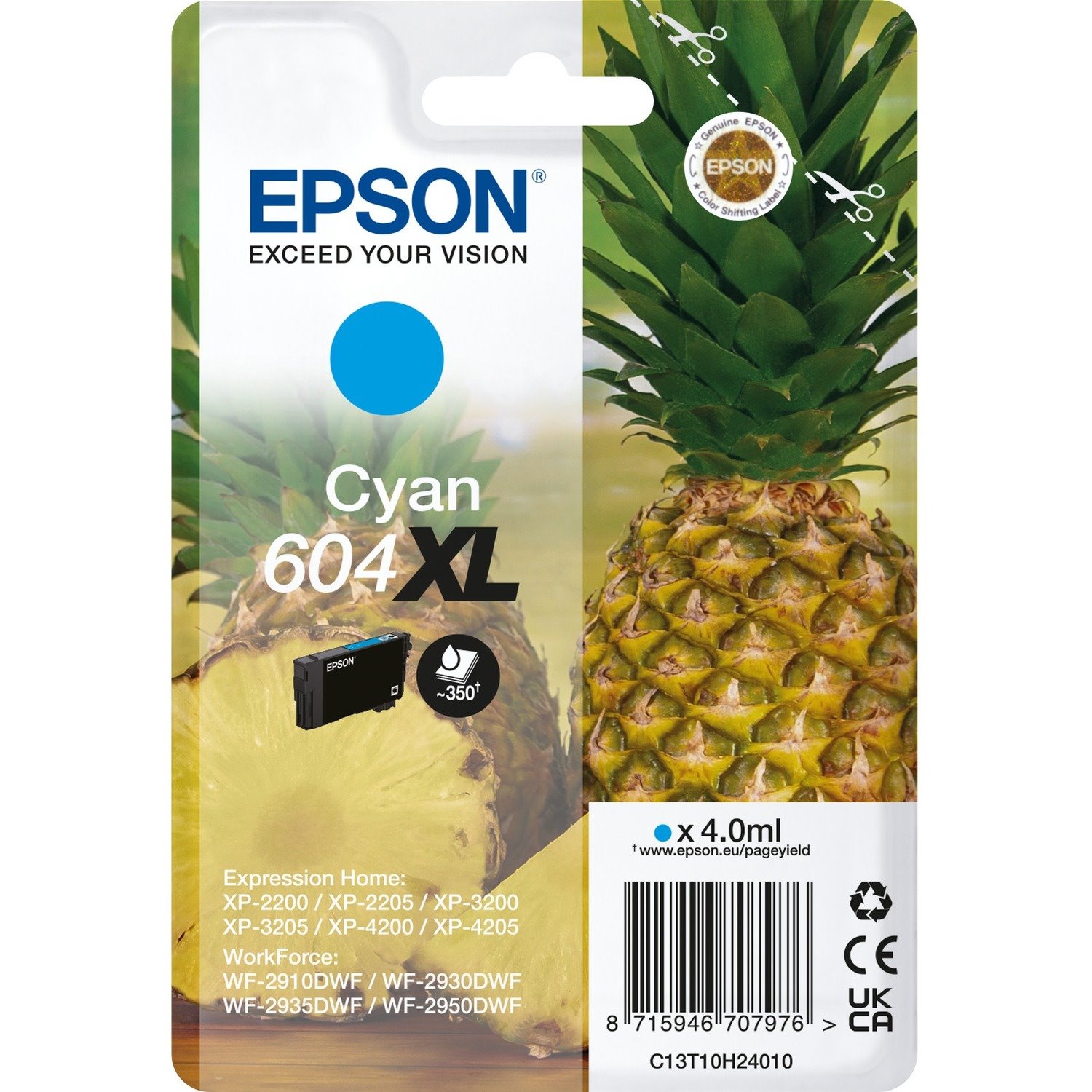 Epson 604XL Original Extra Large Yield Inkjet Ink Cartridge - Single Pack - Cyan Pack