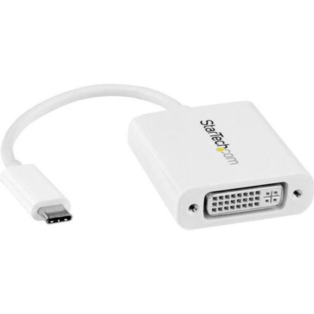 StarTech.com USB C to DVI Adapter - White - Thunderbolt 3 Compatible - 1920x1200 - USB-C to DVI Adapter for USB-C devices such as your 2018 iPad Pro - DVI-I Converter