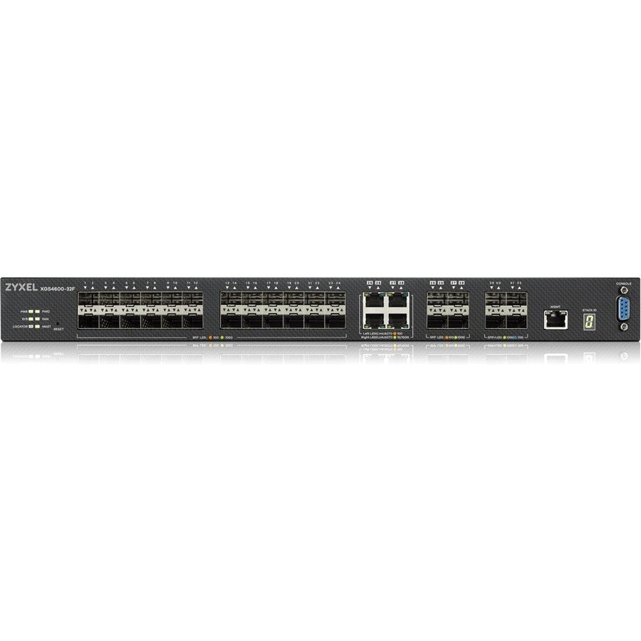 ZYXEL XGS4600-32F 24-port Gigabit SFP L3 Managed Aggregation Switch with 4 SFP+ 10G Uplinks and 4 10G Combo (SFP+/RJ-45) Ports