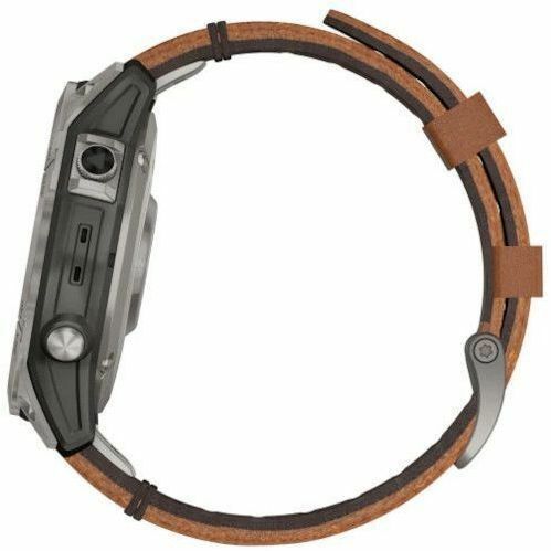 Garmin fēnix 7 Pro Smart Watch - Titanium Case Color - Chestnut Band Color - Titanium Body Material - Fiber Reinforced Polymer, Titanium Case Material - Leather Band Material - Wireless LAN