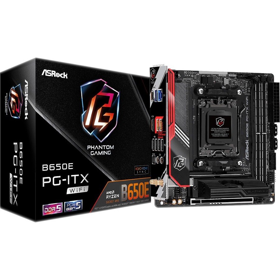 ASRock B650E PG-ITX WIFI Gaming Desktop Motherboard - AMD B650 Chipset - Socket AM5 - Mini ITX