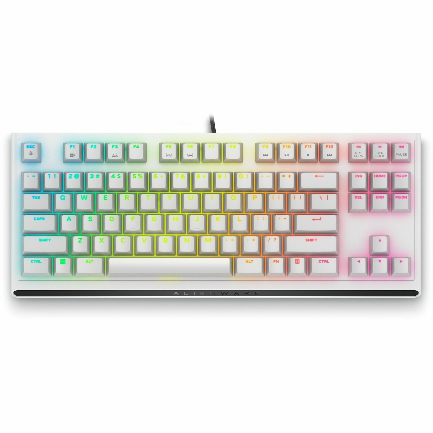 Alienware AW420K Gaming Keyboard - Cable Connectivity - USB Type A Interface - RGB LED - QWERTY Layout - Lunar Light