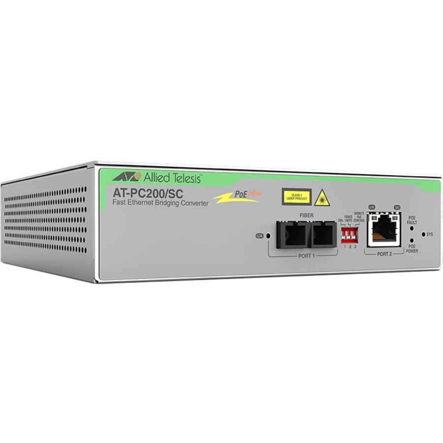 Allied Telesis PoE+ to Fiber Switching Media Converter