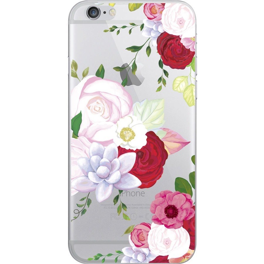 OTM iPhone 7/6/6s Plus Hybrid Clear Phone Case, Flower Garden Red