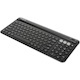 Multi-Device Bluetooth Antimicrobial Keyboard with Tablet/Phone Cradle