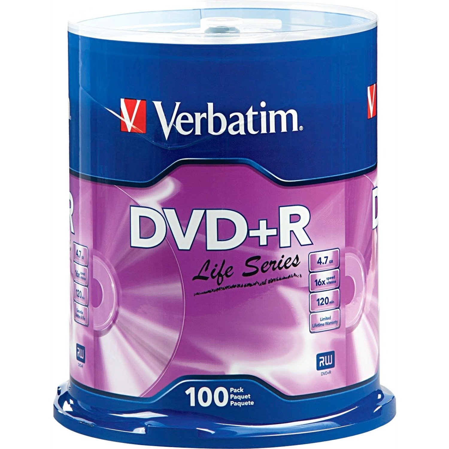 Verbatim DVD+R Life Series - 16x - 4.70 GB - 100pk Spindle