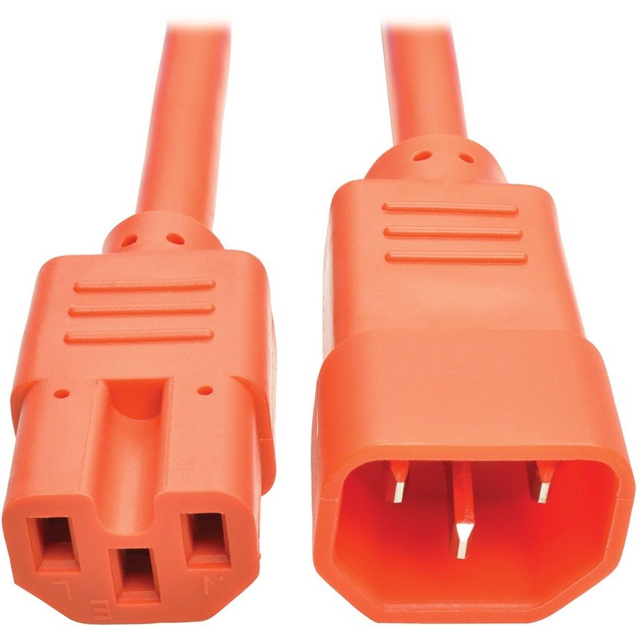 Eaton Tripp Lite Series Power Cord C14 to C15 - Heavy-Duty, 15A, 250V, 14 AWG, 2 ft. (0.61 m), Orange