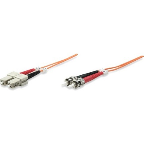 Intellinet Network Solutions Fiber Optic Patch Cable, ST/SC, OM1, 62.5/125, Multimode, Duplex, Orange, 7 ft (2 m)