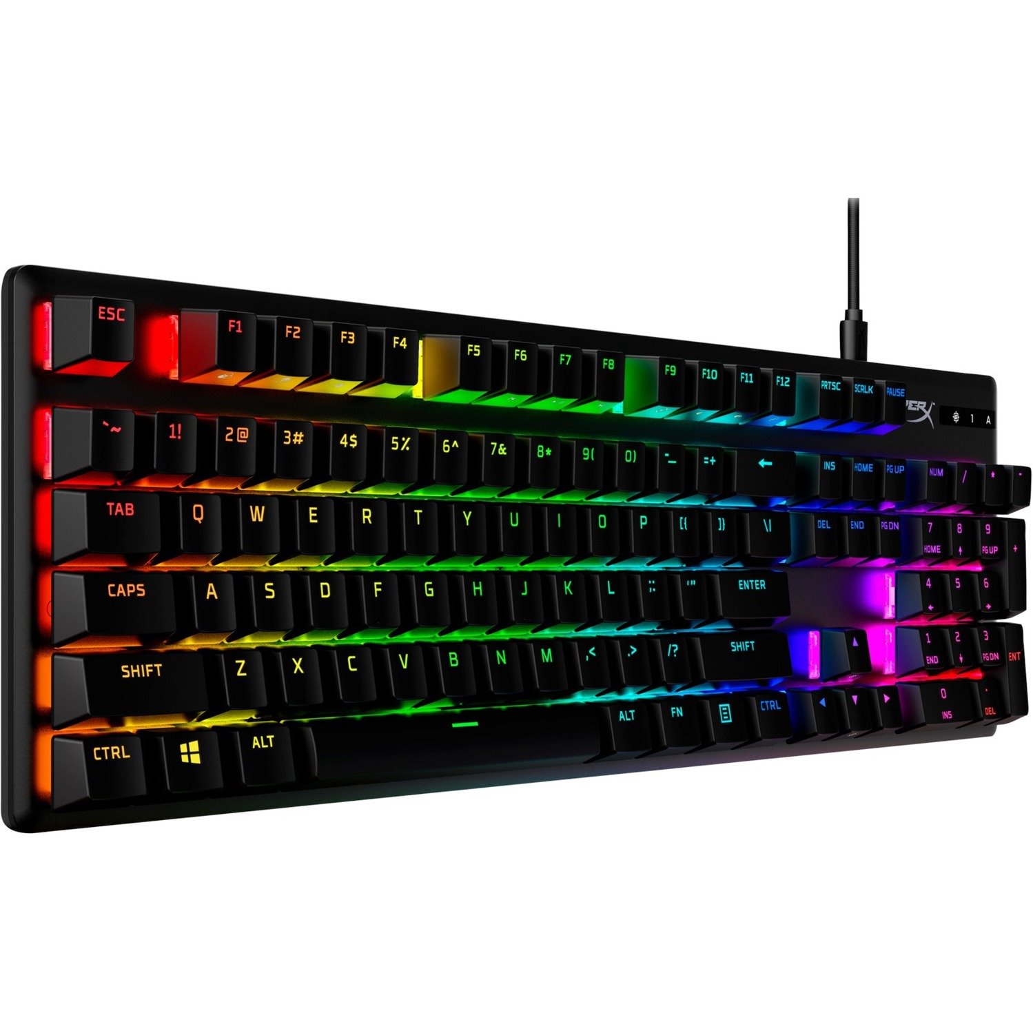 HyperX Alloy Origins PBT Gaming Keyboard - Cable Connectivity - USB Type C Interface - RGB LED - English (US) - Black