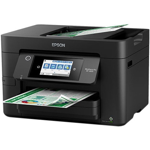 Epson WorkForce Pro WF-4820 Inkjet Multifunction Printer-Color-Copier/Fax/Scanner-4800x2400 dpi Print-Automatic Duplex Print-33000 Pages-250 sheets Input-1200 dpi Optical Scan-Color Fax-Wireless LAN-Epson Connect-Android Printing-Mopria