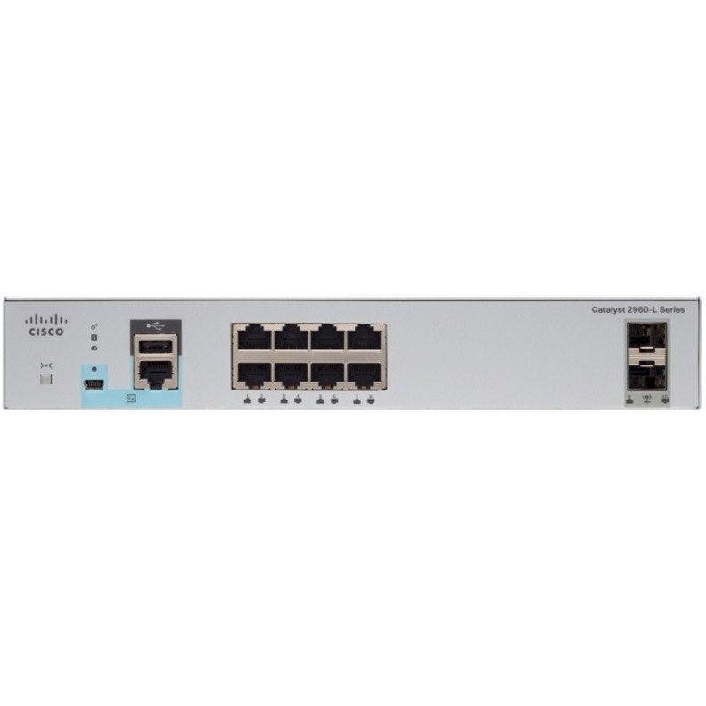 Cisco Catalyst 2960-L WS-C2960L-8TS-LL 8 Ports Manageable Ethernet Switch - Gigabit Ethernet - 1000Base-X, 10/100/1000Base-TX - Refurbished