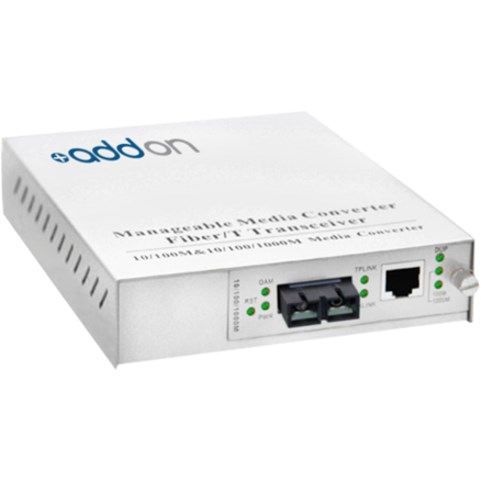 AddOn 10/100/1000Base-TX(RJ-45) to 1000Base-SX(SC) MMF 850nm 550m Managed Media Converter