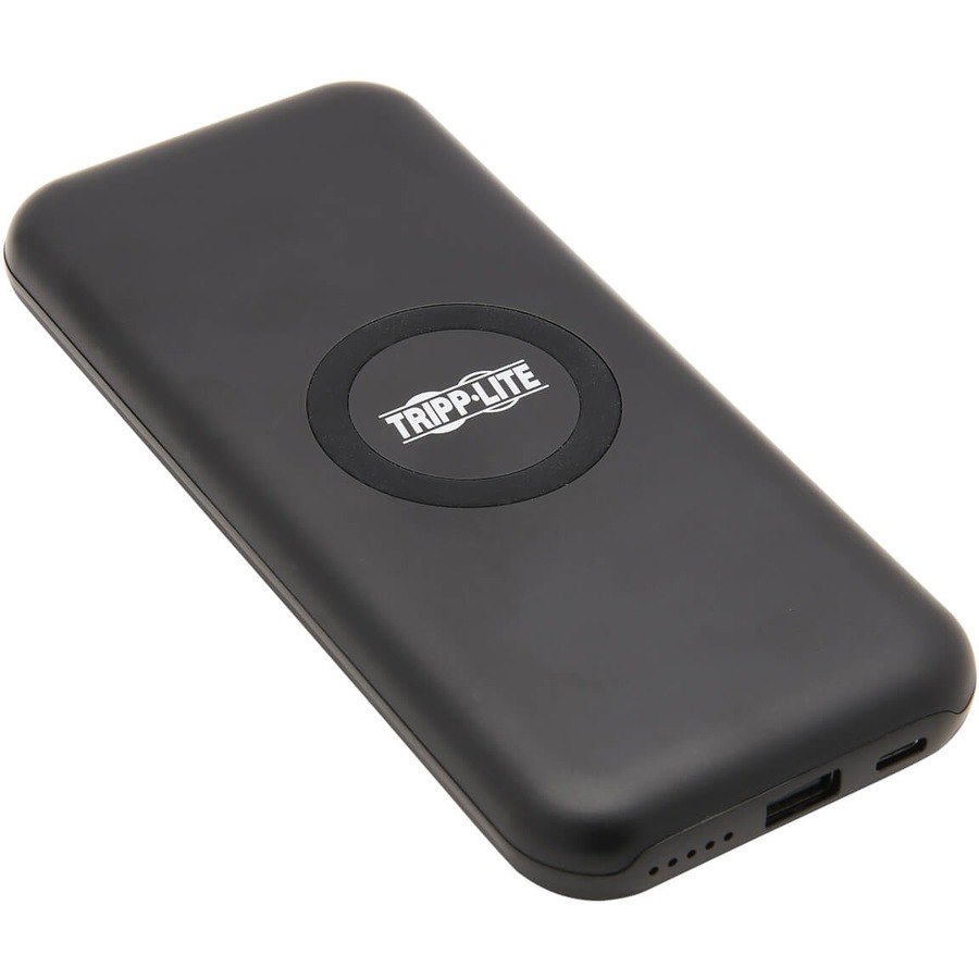 Tripp Lite by Eaton Portable Wireless Charging Power Bank - 10,000 mAh, Qi Certified, Apple and Samsung Compatible, Black