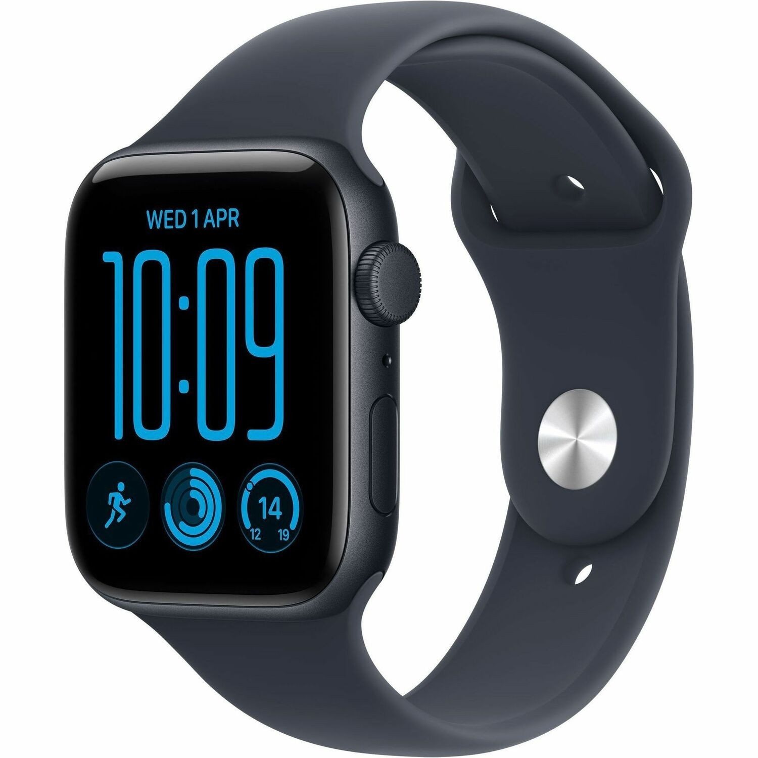 Apple Watch SE 3 Smart Watch - 44 mm Case Height - 38 mm Case Width - Midnight Case Color - Navy Blue Band Color - Aluminium Case Material - Rubber Band Material - Wireless LAN