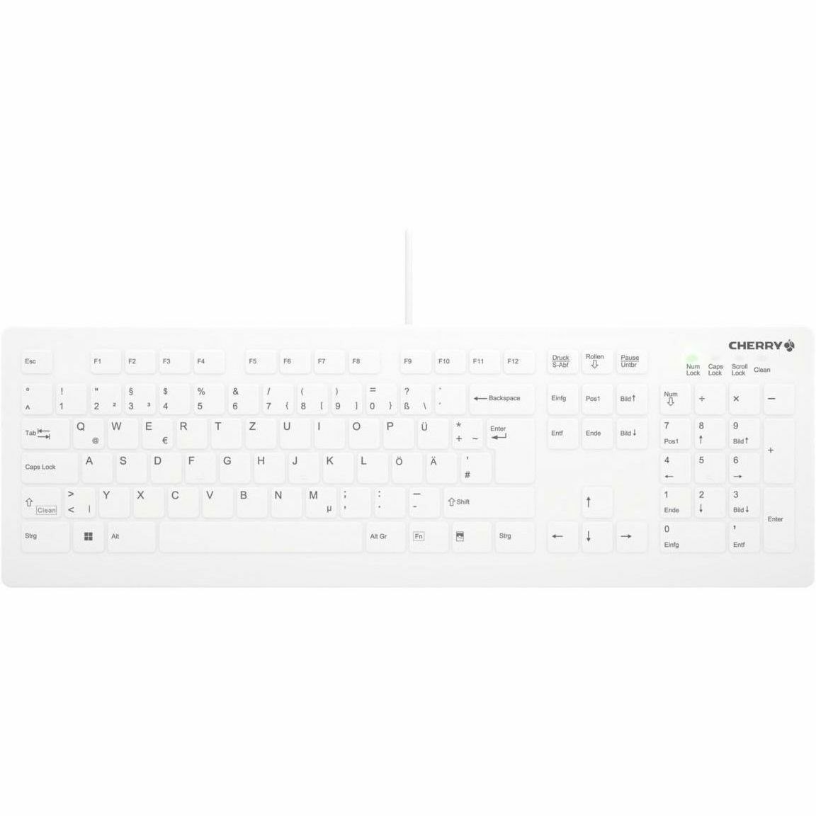 Active Key AK-C8112 Keyboard - Cable Connectivity - USB Type A Interface - QWERTY Layout - White