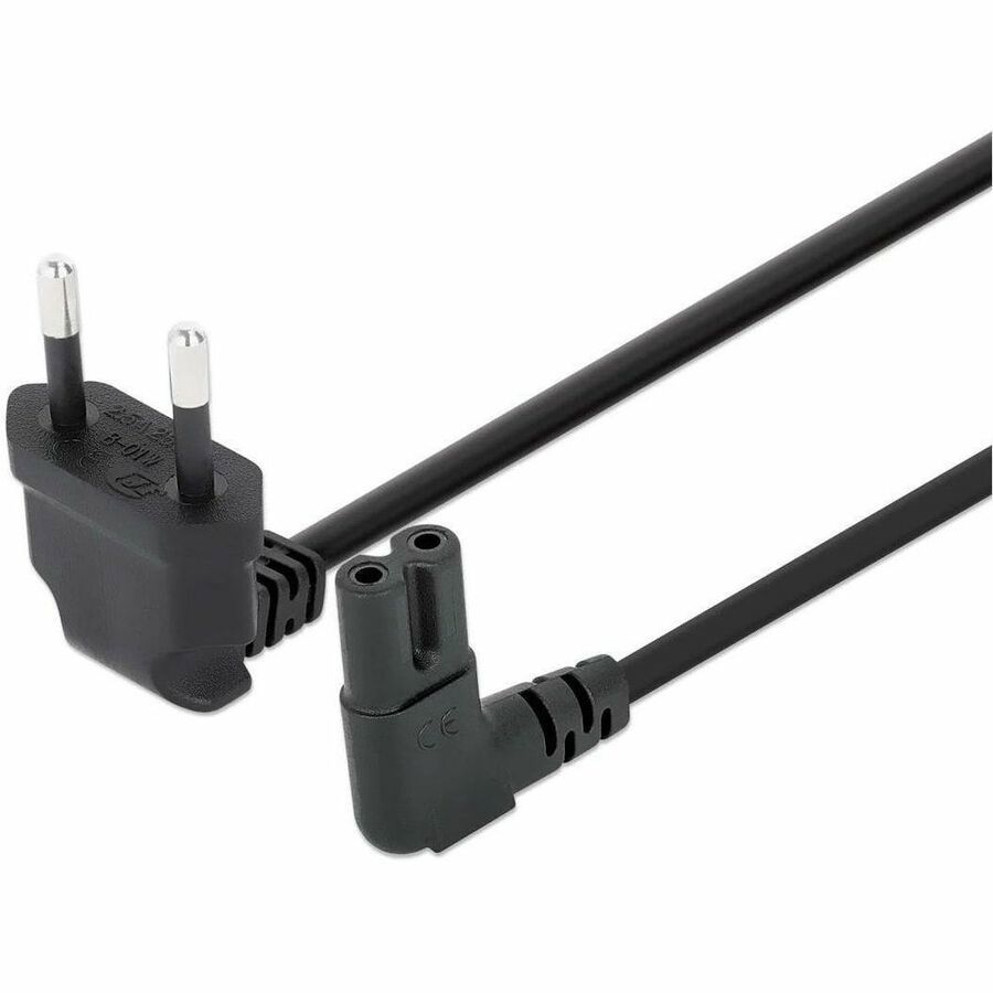 Ic Intracom Manhattan Stromkabel C7 Auf Eu Cee 7/16 2M Netzkabel Euro 8 Auf 2-Pol. Europ�Ischen Netzstecker 90 Grad Gewinkelt 2,5 A 250V Schwarz