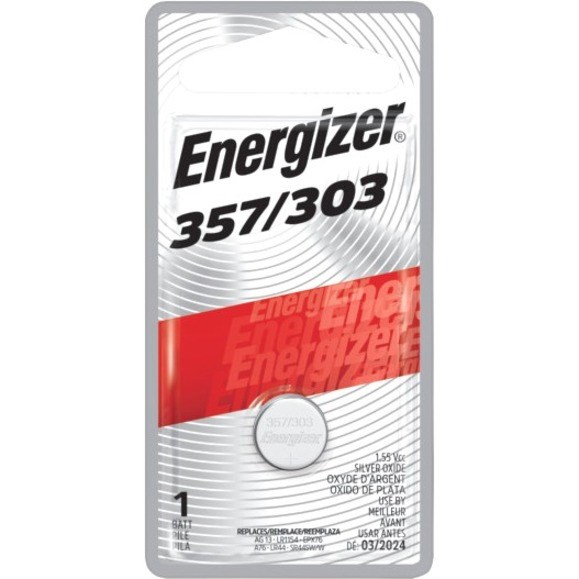 Energizer 357/303 Silver Oxide Button Battery, 1 Pack