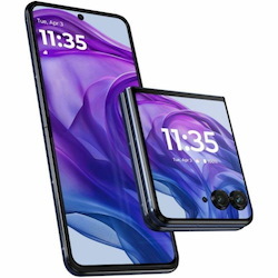 Motorola Mobility razr 50 ultra 512 GB Smartphone - 6.9" Flexible Folding Screen P-OLED Full HD Plus 2640 x 1080 - Octa-core (Cortex X4Single-core (1 Core) 3 GHz + Cortex A720 Quad-core (4 Core) 2.80 GHz + Cortex A520 Triple-core (3 Core) 2 GHz - 12 GB RAM - Android 14 - 5G - Midnight Blue