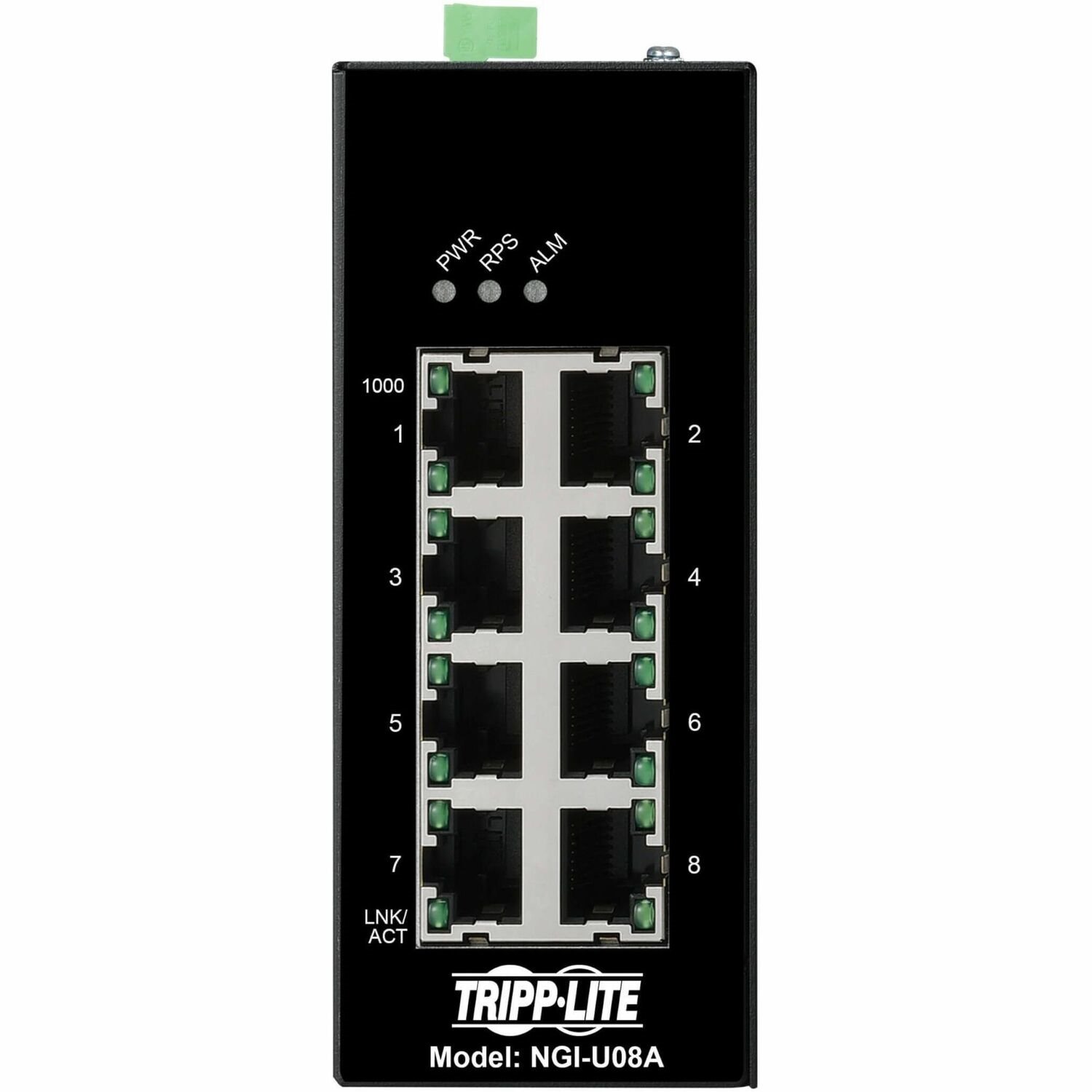 Tripp Lite by Eaton 8-Port Unmanaged Industrial Gigabit Ethernet Switch - 10/100/1000 Mbps, Ruggedized, -40&deg; to 75&deg;C, EIP QoS, DIN Mount, TAA