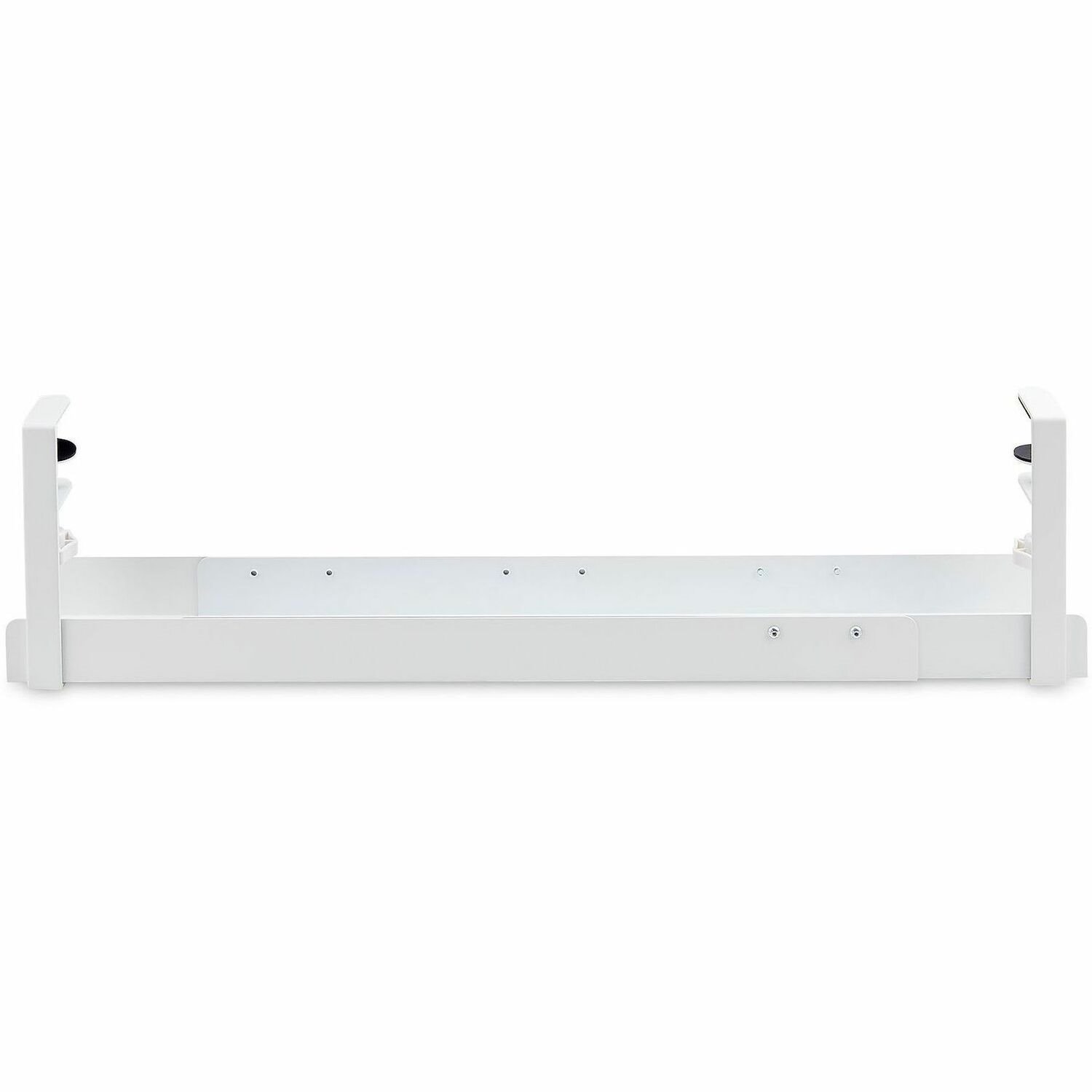 StarTech.com Under Desk Cable Management Tray, Length Adjustable, Clamp-On Installation, No Drilling Required, White