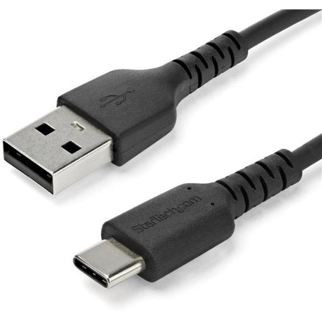 StarTech.com 1m USB A to USB C Charging Cable - Durable Fast Charge & Sync USB 2.0 to USB Type C Data Cord - Aramid Fiber M/M 3A Black