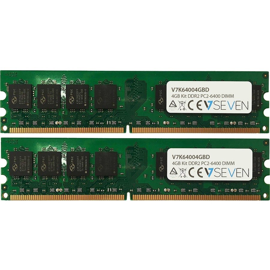V7 V7K64004GBD RAM Module - 4 GB (2 x 2GB) - DDR2-800/PC2-6400 DDR2 SDRAM - 800 MHz Dual-rank Memory - CL6