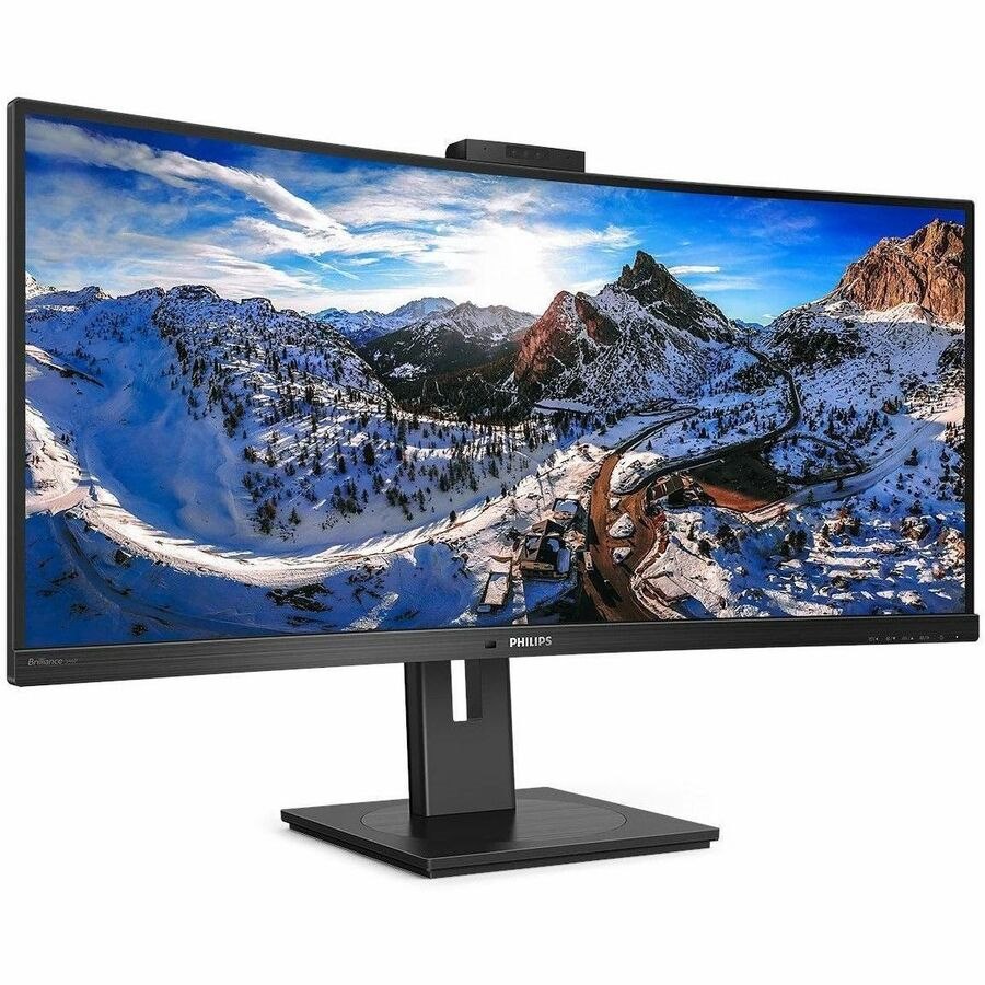 Philips 346P1CRH 34" Class Webcam WQHD Curved Screen LED Monitor - 21:9 - Textured Black