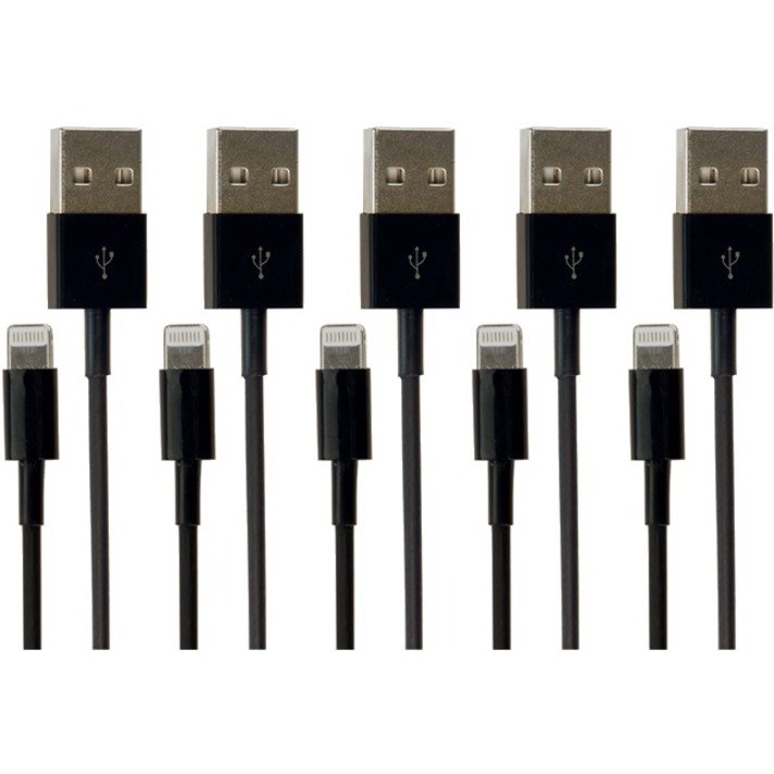 VisionTek Lightning to USB 1 Meter Cable Black 5-Pack (M/M)