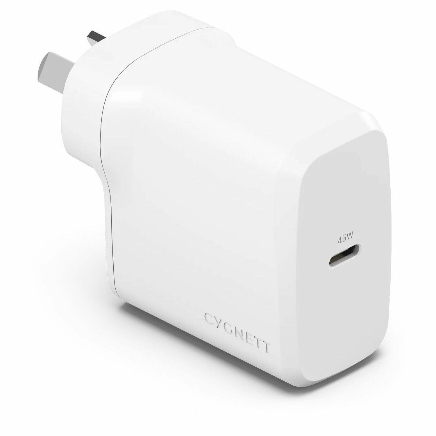 Cygnett PowerPlus 45W Usb-C PD GaN Fast Wall Charger -White(CY4738PDWCH),Portable,Best For iPhone,Samsung's PPS & Usb-C Devices, 2 Years Warranty