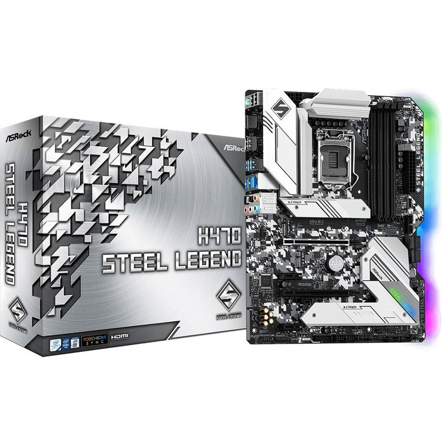 ASRock H470 Steel Legend Desktop Motherboard - Intel H470 Chipset - Socket LGA-1200 - Intel Optane Memory Ready - ATX