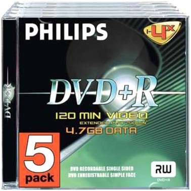 Philips DW4S4J05F/10 DVD Rewritable Media - DVD+RW - 4x - 4.70 GB - 5