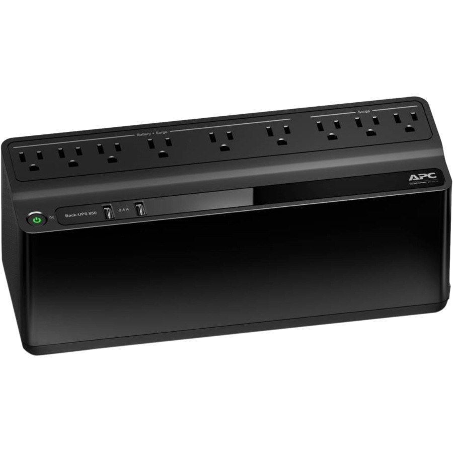 APC Back-UPS 850VA, 120V, 2 USB charging ports, 9 NEMA outlets (3 surge)