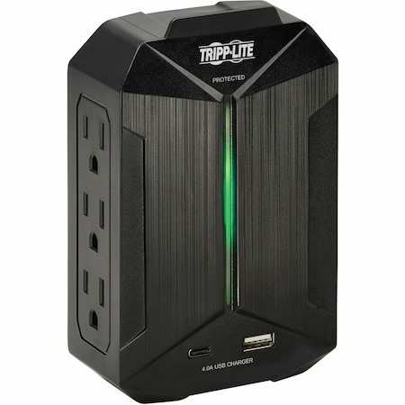 Eaton Tripp Lite Series Protect It! 6-Outlet Surge Protector - 5-15R Outlets, 2 USB Ports, 5-15P Direct Plug-In, 490 Joules, Black