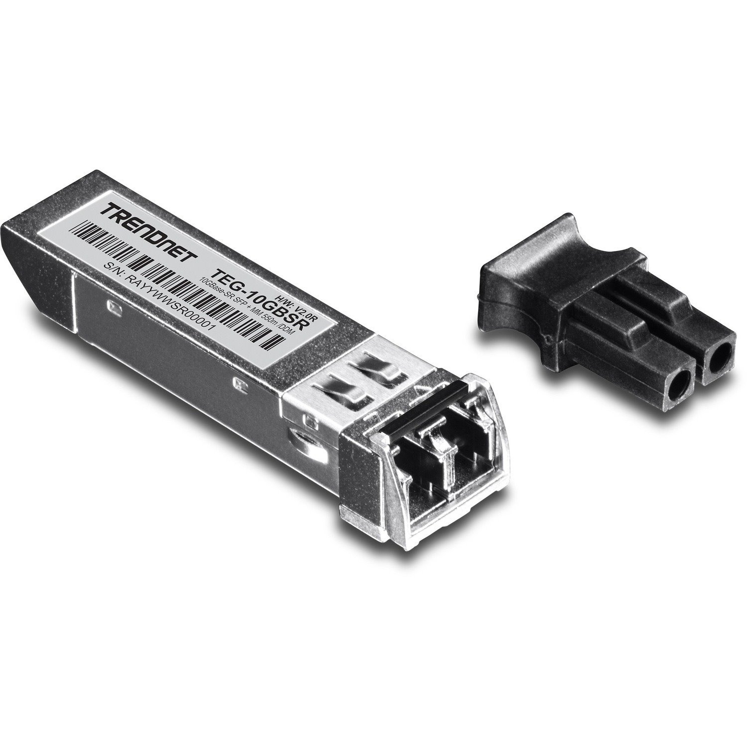 TRENDnet 10GBASE-SR SFP+ Multi Mode LC Module, TEG-10GBSR, Supports Distances up to 300m (984 feet), Hot Pluggable Fiber SFP+ Transceiver, 850nm Wavelength, Lifetime Protection, Silver