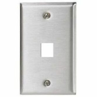 Hubbell Premise Wiring Phone/Data/Multimedia Faceplate, Stainless Steel Plate, Single-Gang, 1-Port