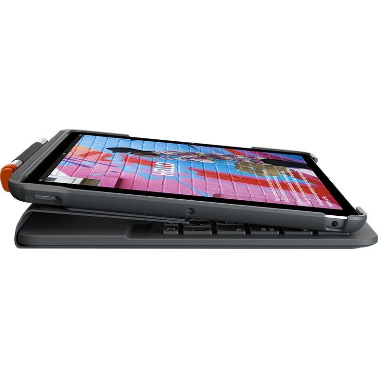 Logitech Slim Folio Keyboard/Cover Case (Folio) iPad (7th Generation), iPad (8th Generation), iPad (9th Generation) Tablet - Graphite