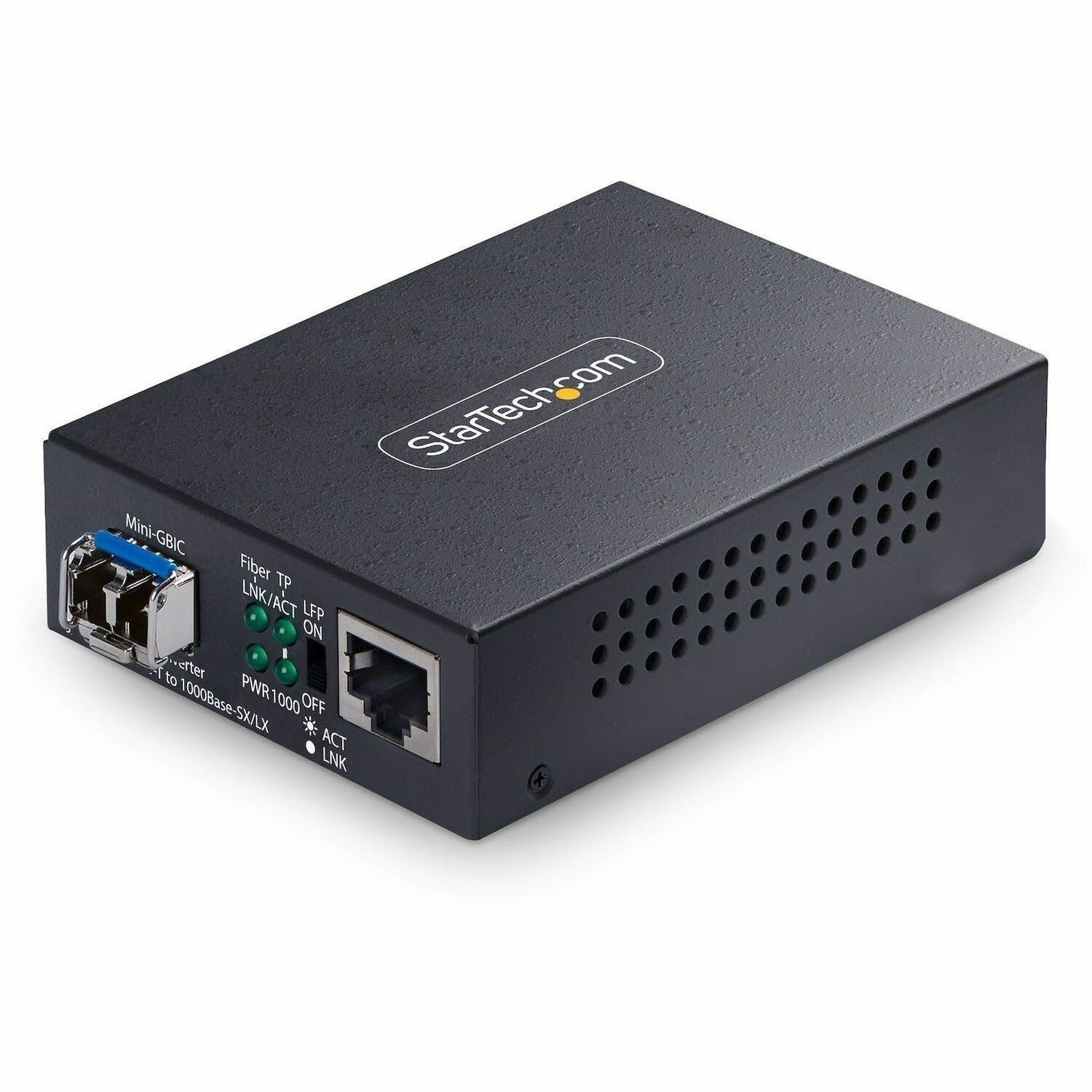 StarTech Gigabit Ethernet Copper-to-Fiber Media Converter, SM LC, 20km, 10/100/1000 Mbps, RJ45 to LC, 9K Jumbo Frames, TAA Compliant